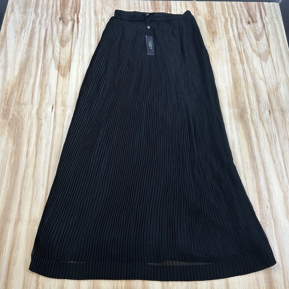 Talbots Women's NEW Maxi Pleated Skirt Black Size 2 $199 MSRP Elegant Dressy